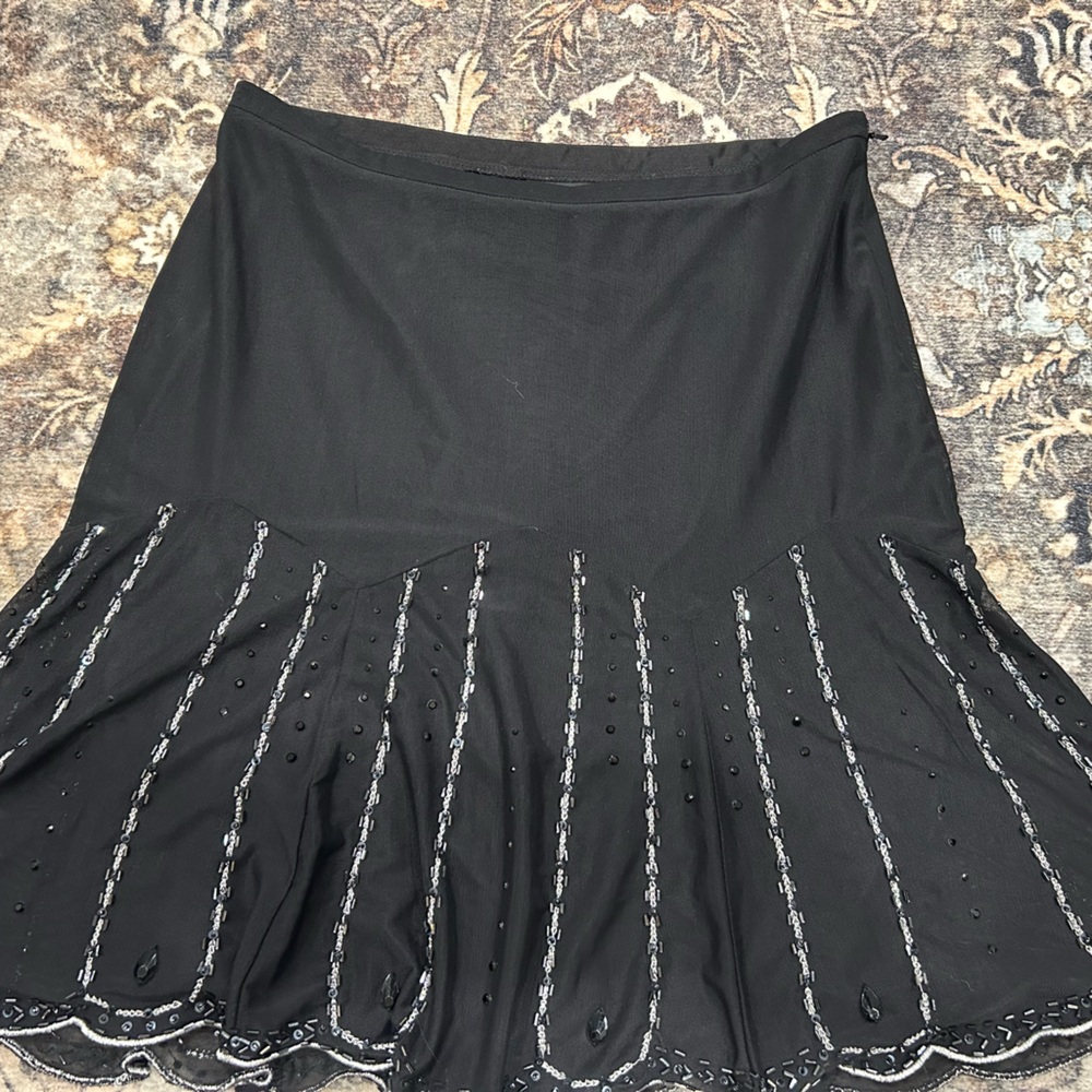 Express Black A-Line Skirt with Silver Accents